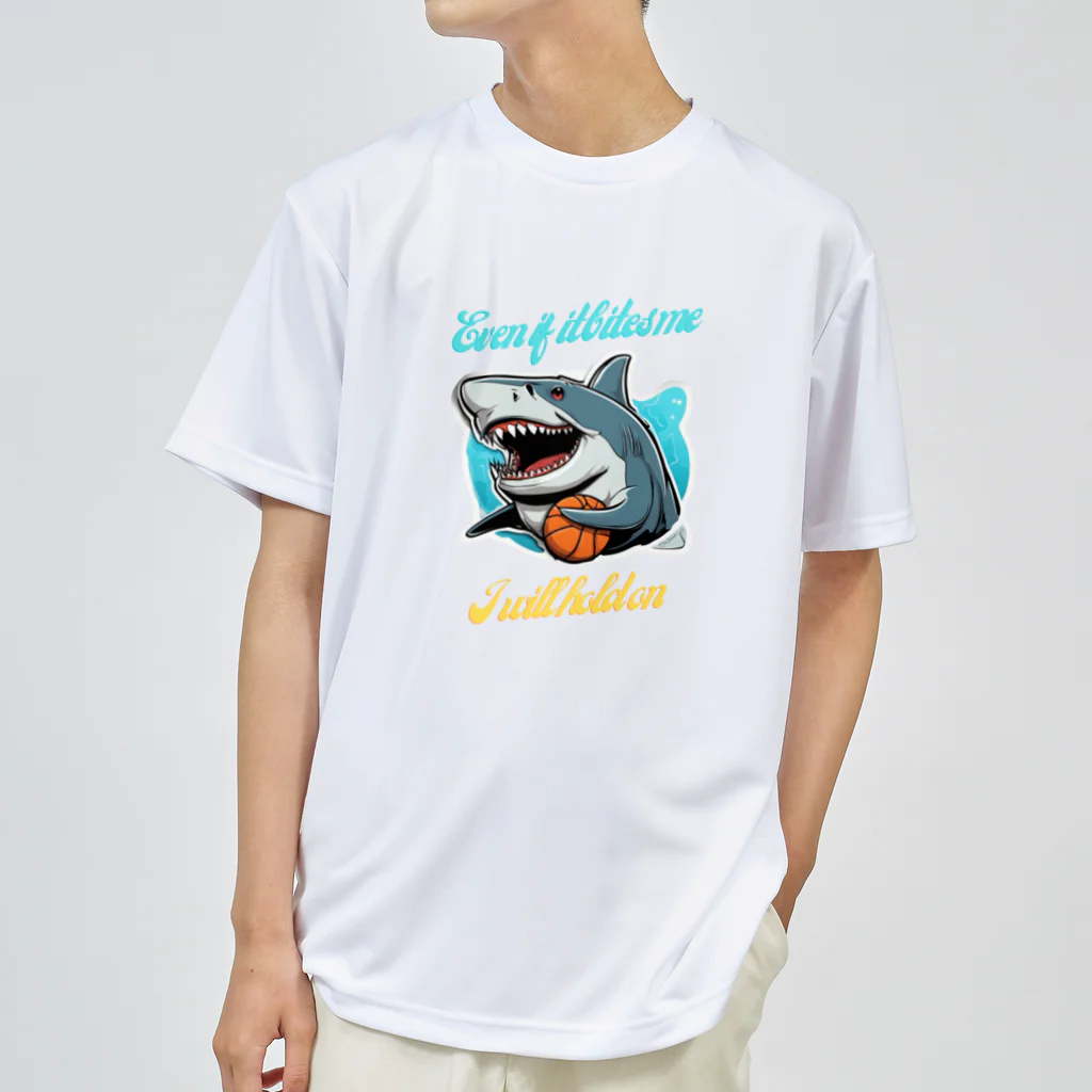 バスケ×動物グッズショップBBの【M.J様特注品】バスケサメシャツ ドライTシャツ