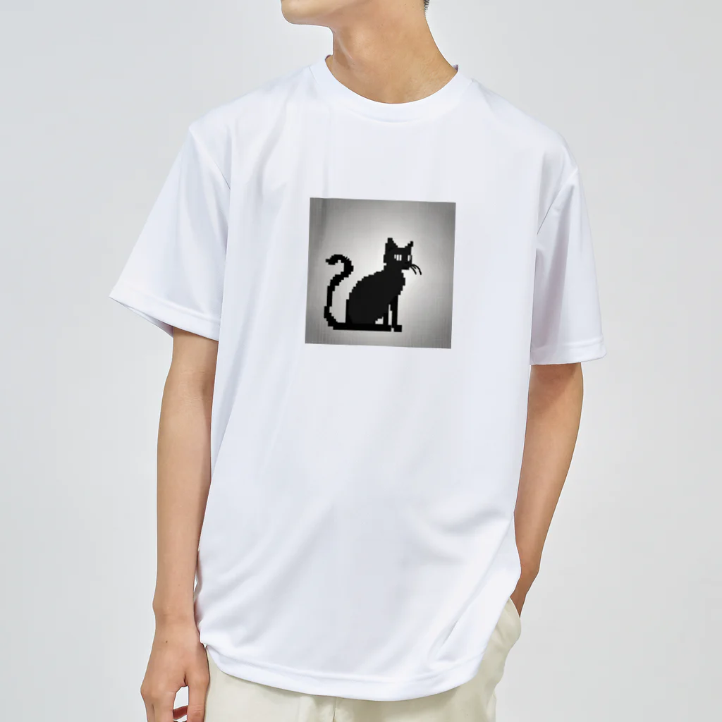 &AIのピクセルアート黒猫　3 ドライTシャツ