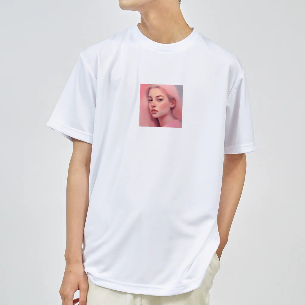 k-famのピンクのチーク美女 ドライTシャツ