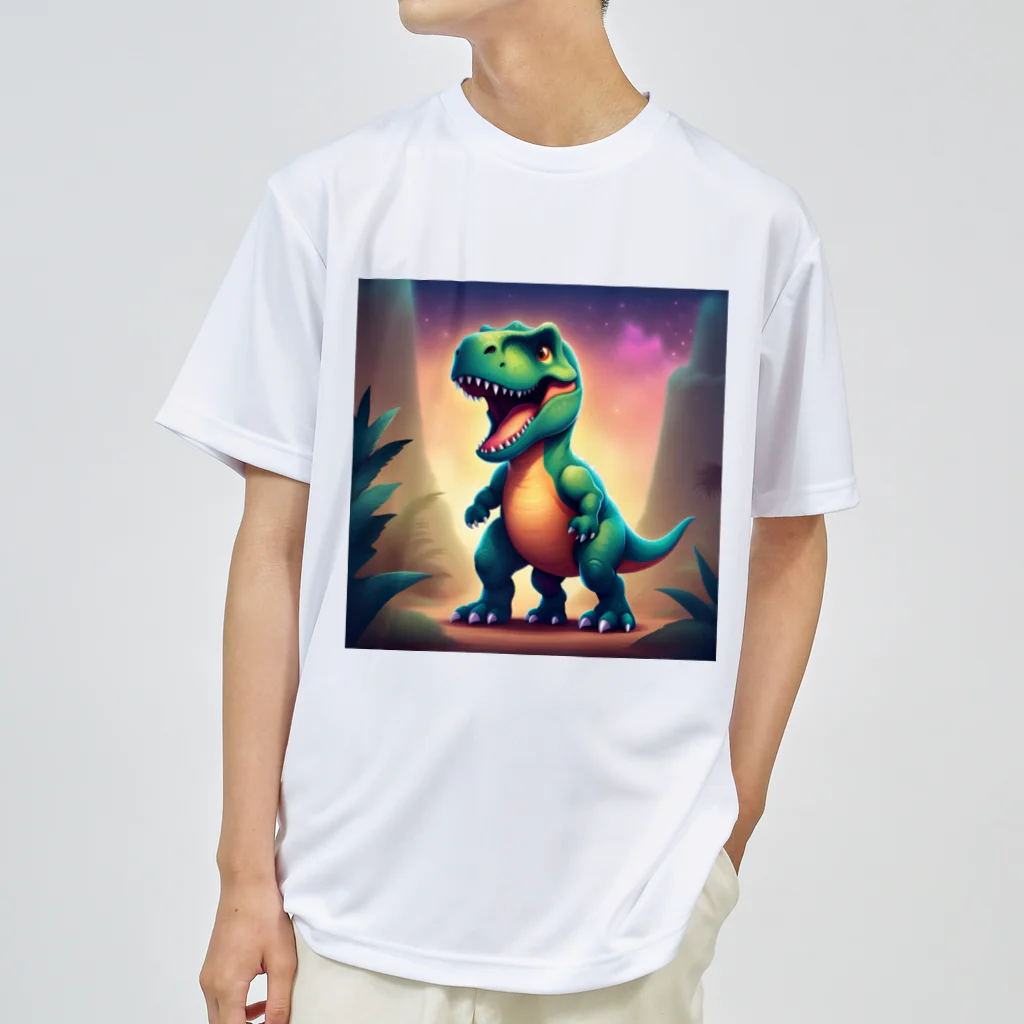 春乃遊羽アイディアイラストショップの可愛いティラノサウルス Dry T-Shirt