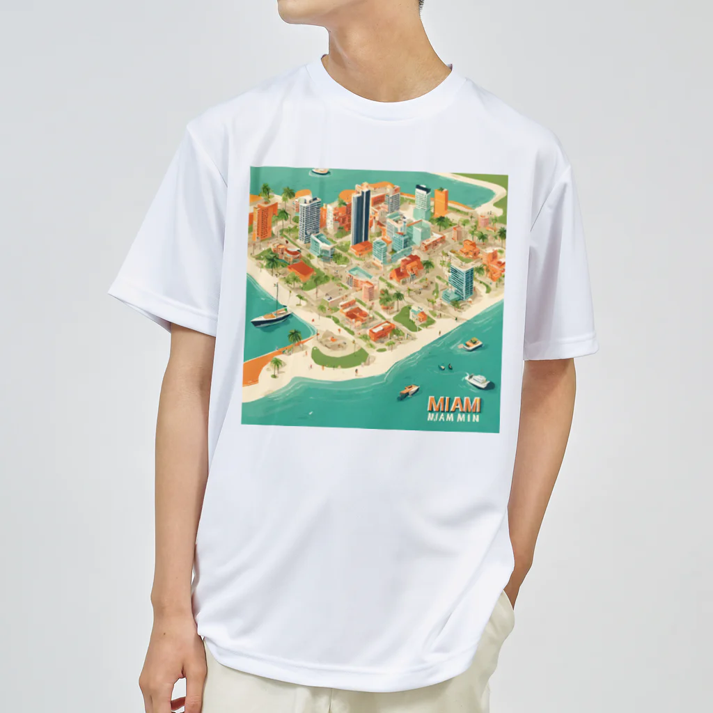 maeken work shopipのマイアミイラスト Dry T-Shirt