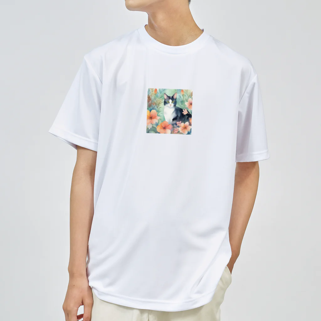 busabusabusaの花と猫 ドライTシャツ