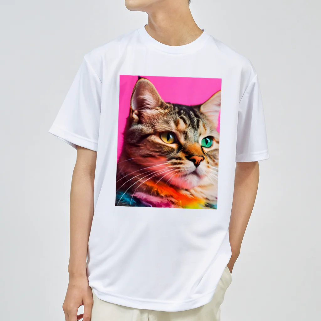 choko＆malonのカラフルな猫 ドライTシャツ