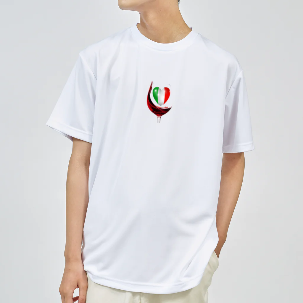 WINE 4 ALLの国旗とグラス：イタリア（衣類） ドライTシャツ