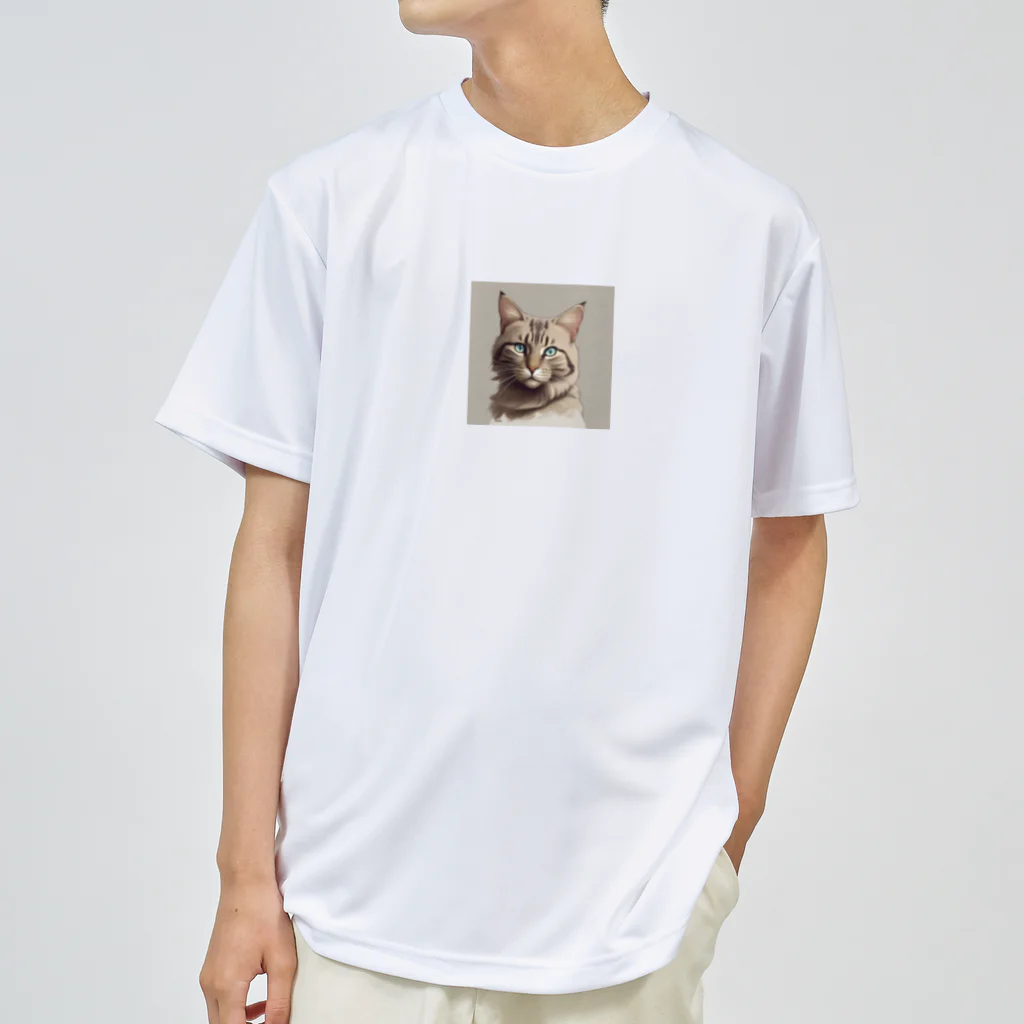 うねうねキャッチのエレガントなネコ Dry T-Shirt