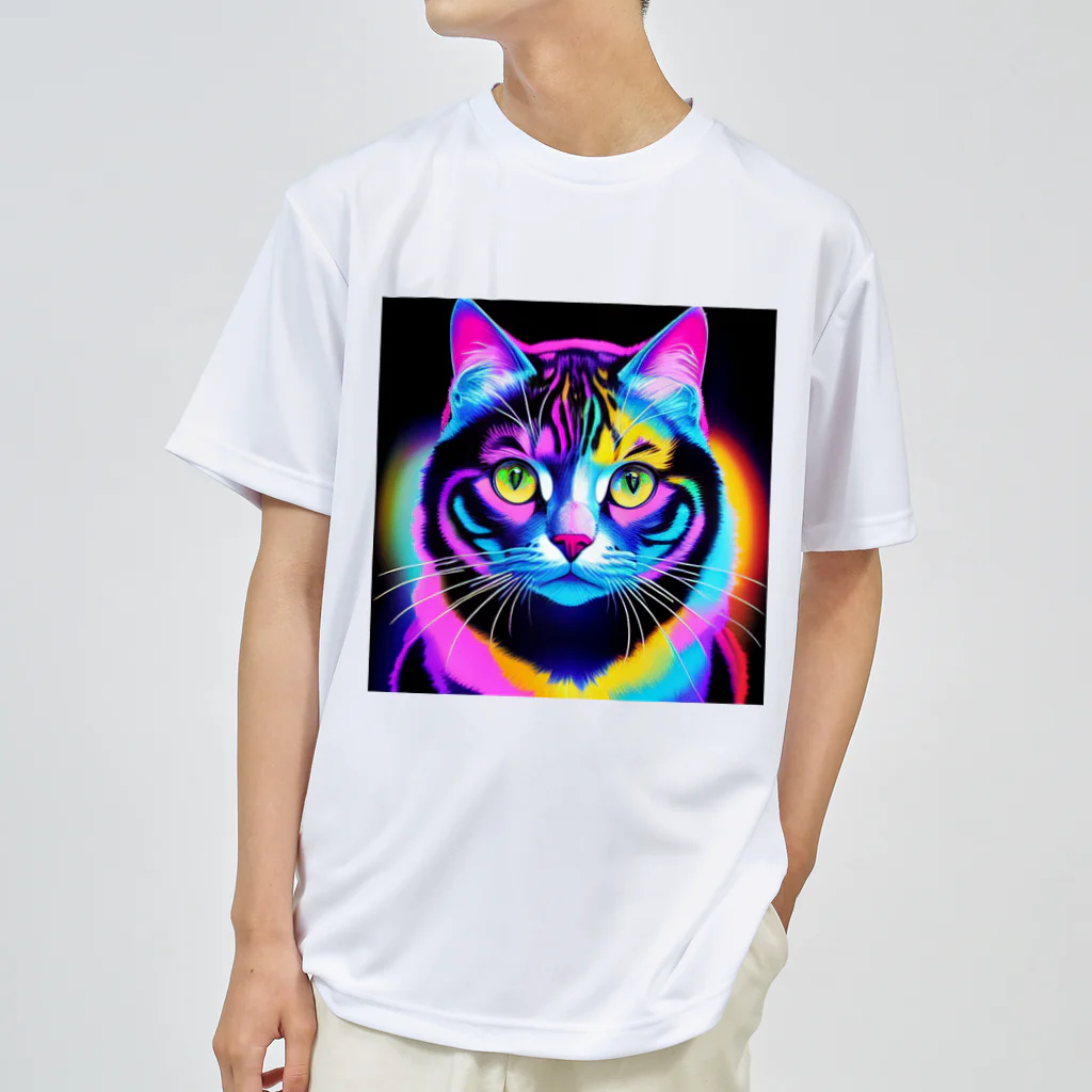 629_CAT_ARTのカラフルサイバーキャット vol2 ドライTシャツ