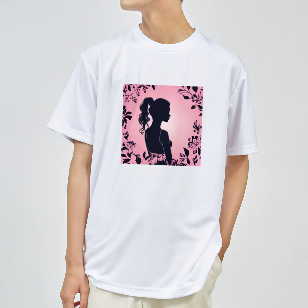 asm193のかわいい女の子の影絵 Dry T-Shirt