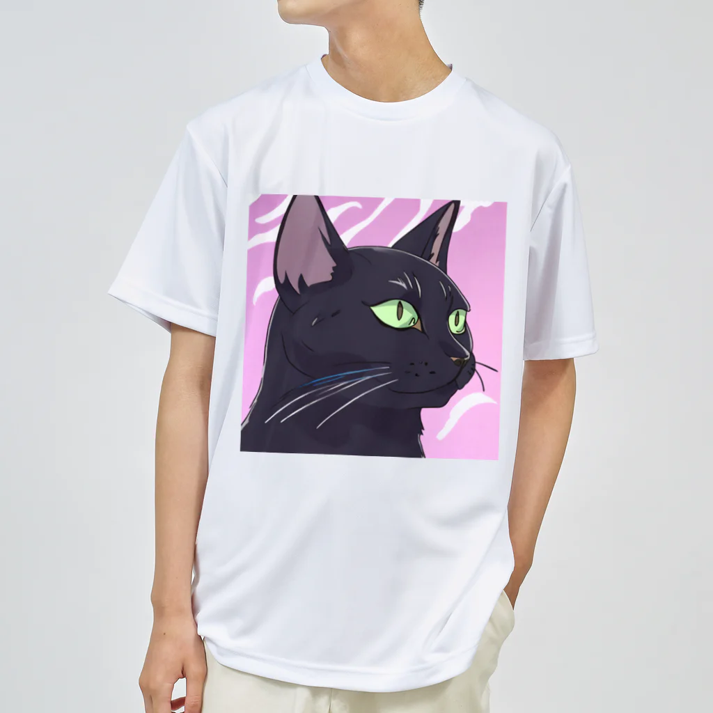 73GTCのかっこいい黒猫3 ドライTシャツ