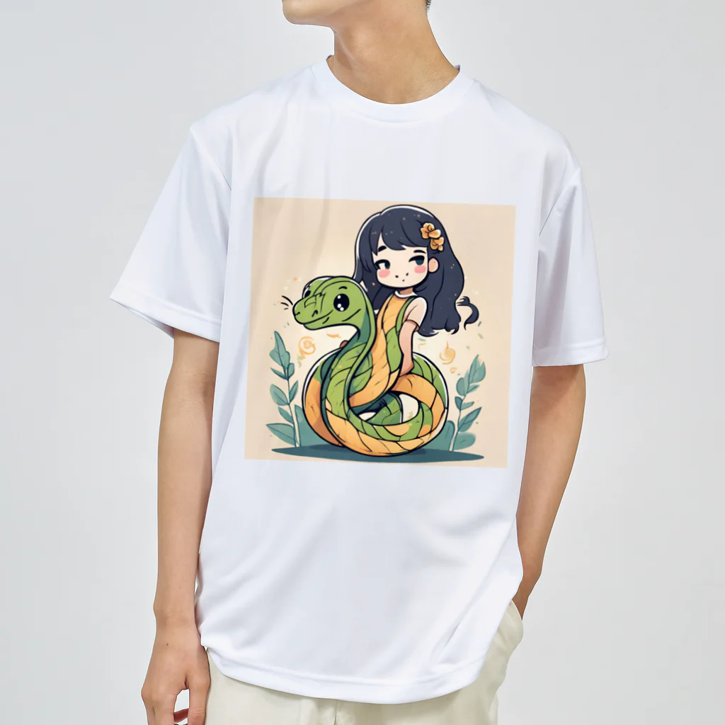 the blue seasonの仲良しの春風：少女と蛇の物語 ドライTシャツ