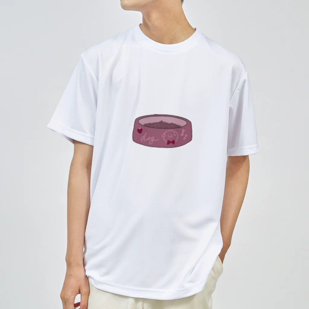 feee.co/フィー子(マーメイド)のdog food/ドッグフード(スモーキーピンクのお皿) Dry T-Shirt