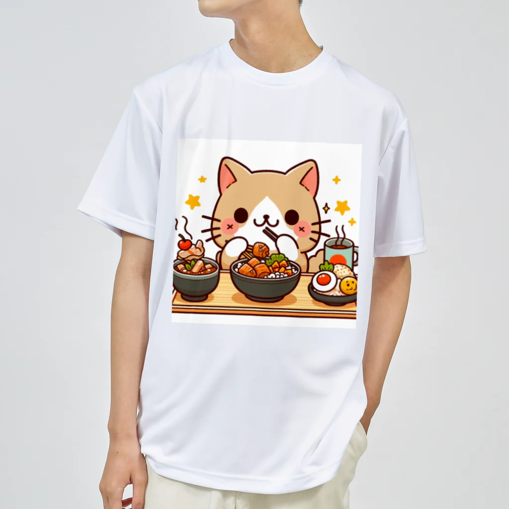 zuuu-の☆食いしん坊にゃんこ☆ ドライTシャツ