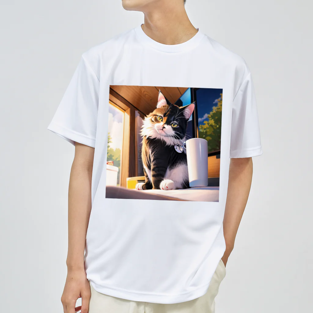 D-aerialの猫のイラスト Dry T-Shirt