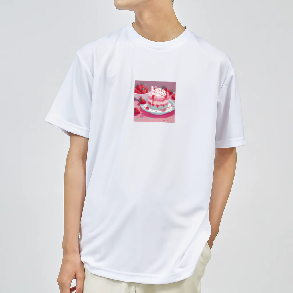 uchakyumaのいちごケーキにネコ ドライTシャツ