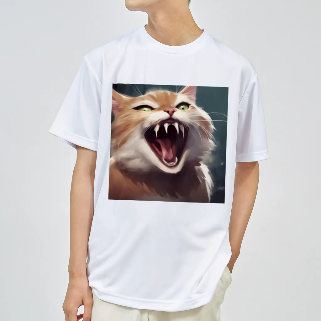 oekakishopのシャーッする猫 ドライTシャツ