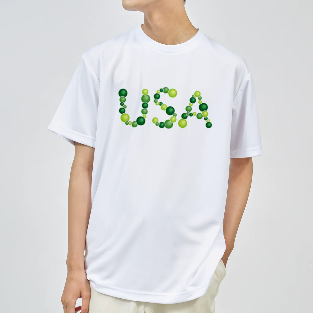 junichi-goodsのバルーン文字「USA」（緑色系） Dry T-Shirt