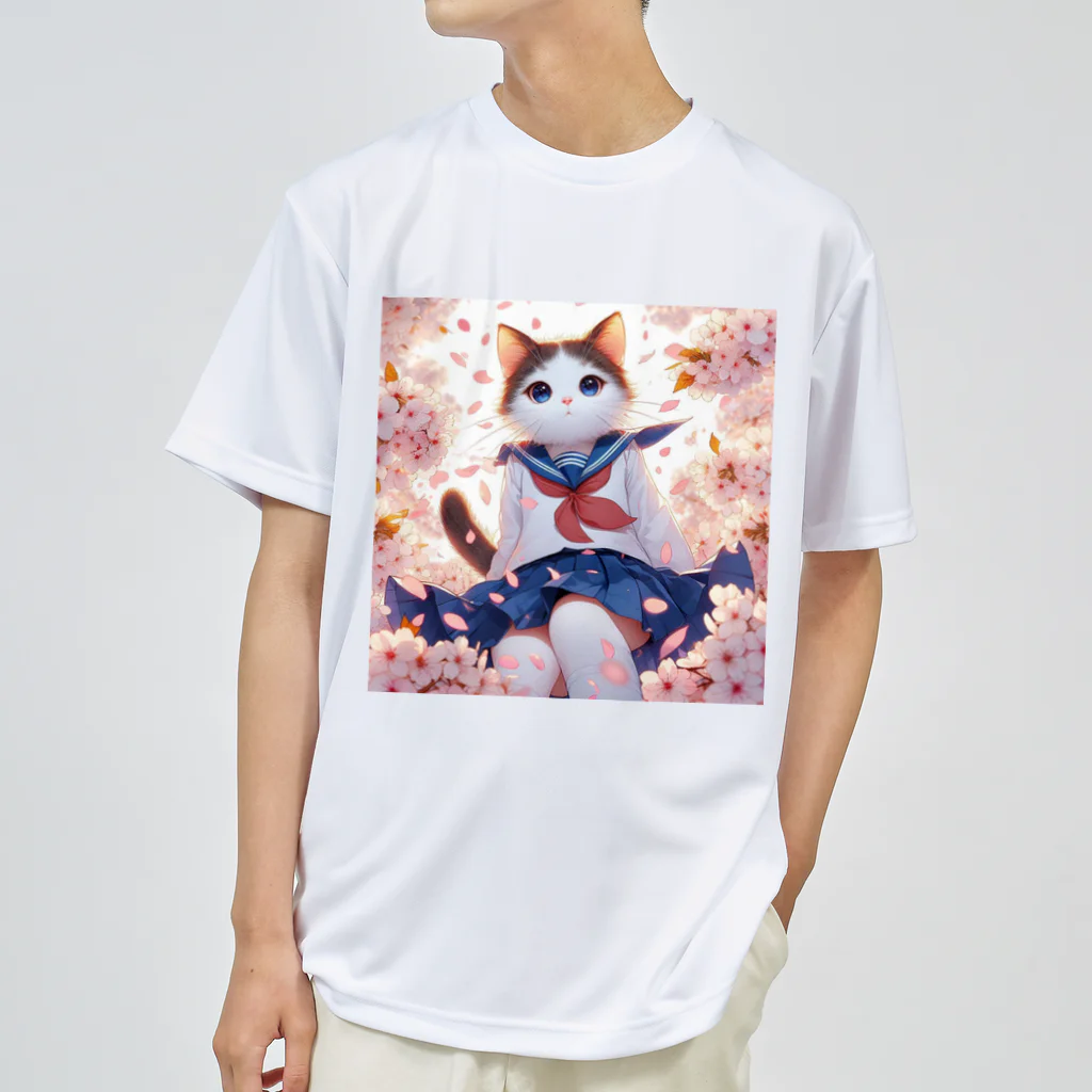 ParadigmStar　パラダイムスターの桜咲く華の学生猫 sakura ドライTシャツ