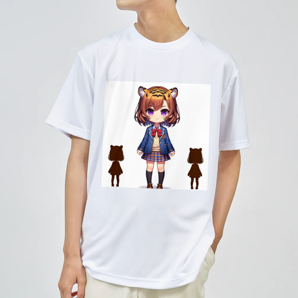 干支シティの寅の女子高生 ドライTシャツ