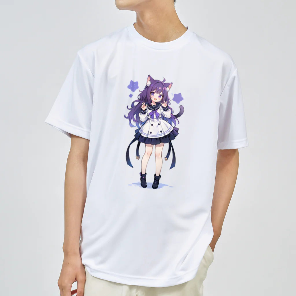 kawaii女の子専門ショップのにゃんにゃん猫ちゃん女の子 ドライTシャツ