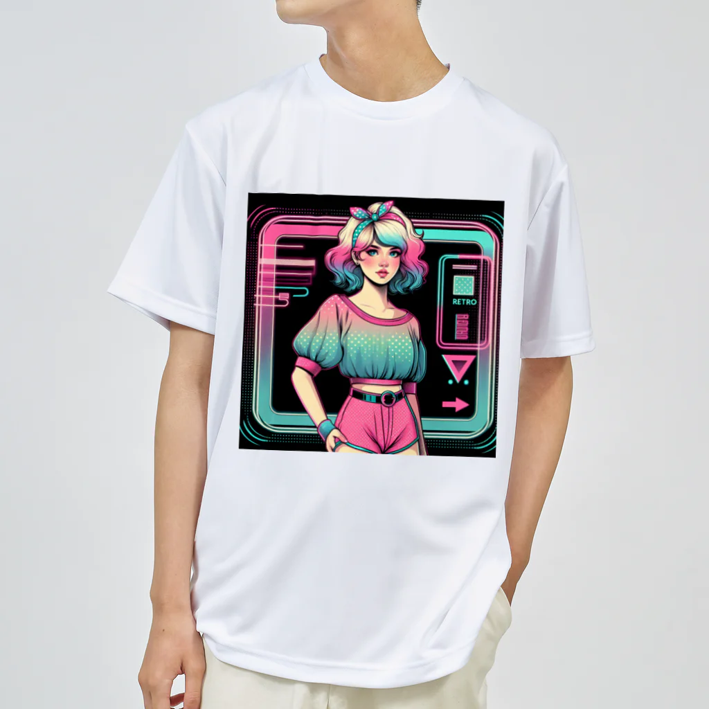 gomamisosoupのニューレトロな女の子イラスト ドライTシャツ
