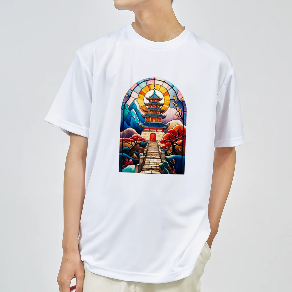 中華呪術堂（チャイナマジックホール）の彩色玻璃中国塔 ドライTシャツ
