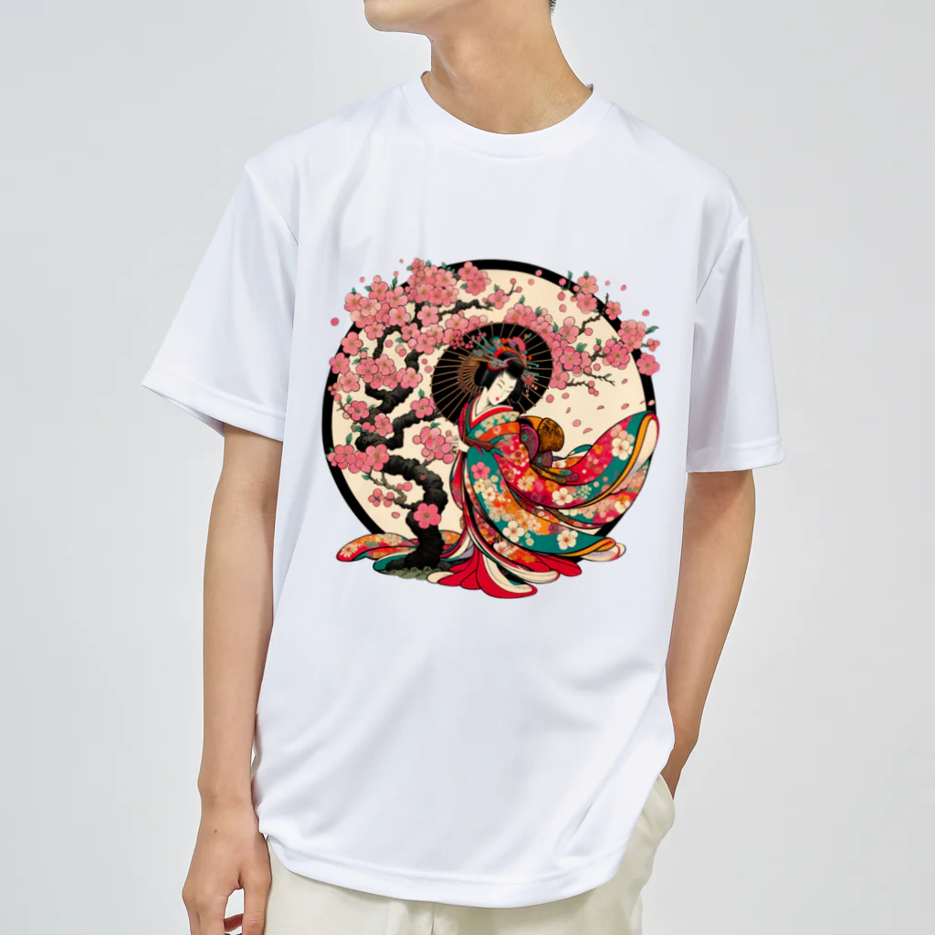 manyou-lab_Ukiyo-eの浮世絵 花魁と桜 Ukiyoe Oiran and Cherry Blossoms [UOS-DL-SR001-0001] Dry T-Shirt