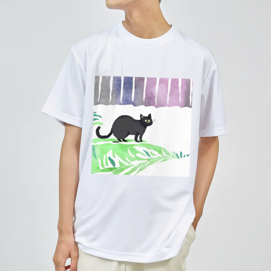 ta-ya_sのなんか抜けてる黒猫 ドライTシャツ