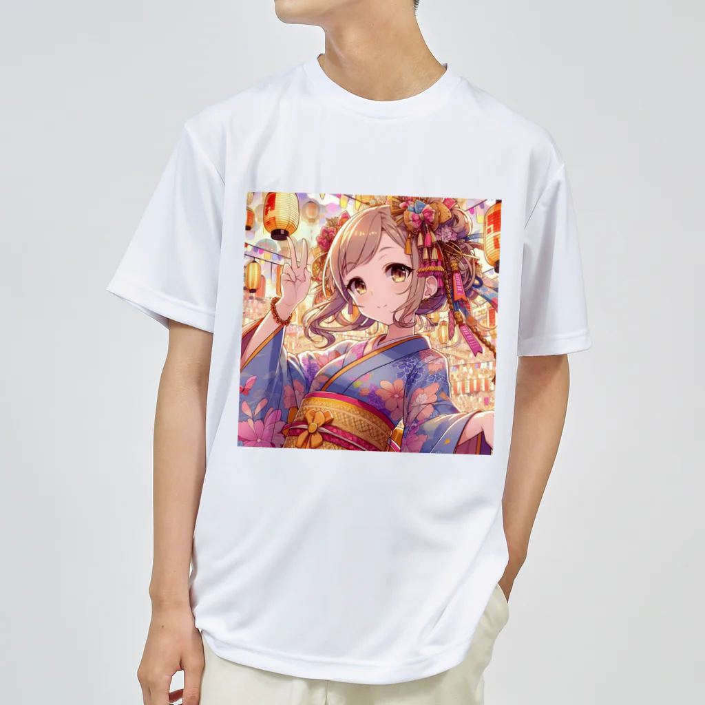 推しの美少女とアイドルのお祭りを楽しむ浴衣美少女 Dry T-Shirt