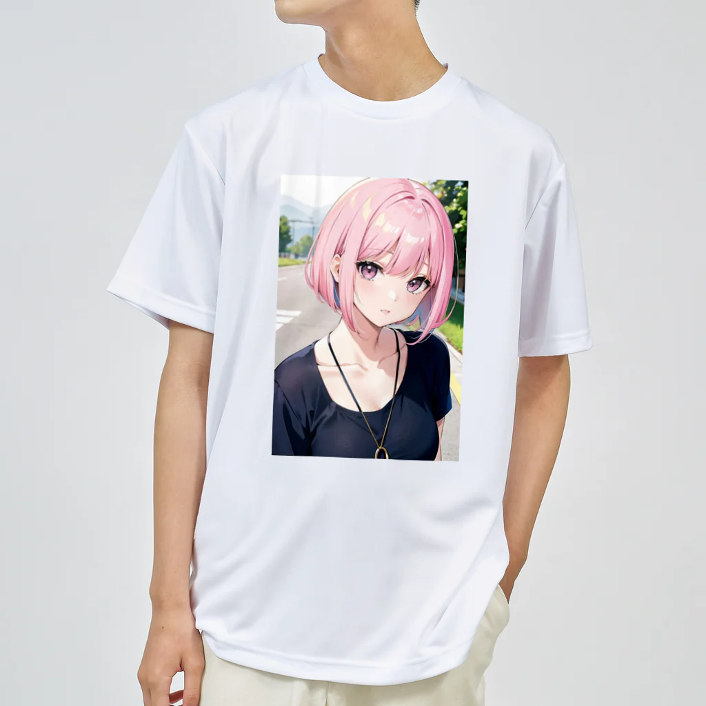 AIオリジナルイラスト　美女男子の可愛い彼女 ドライTシャツ