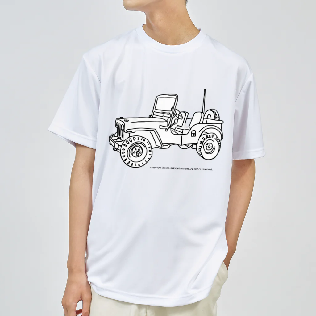 ファンシーTシャツ屋のJeep イラスト ライン画 Dry T-Shirt