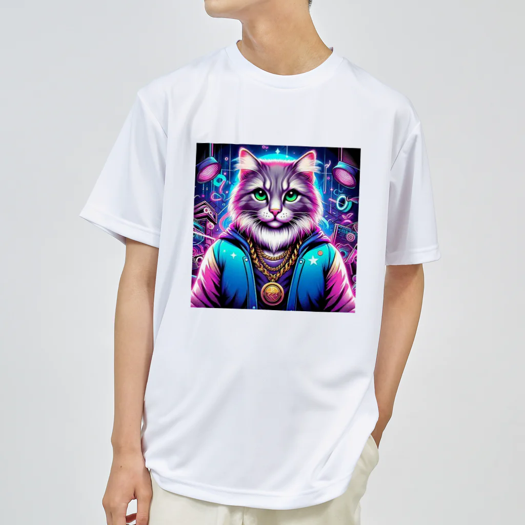 AIフォトSHOPのイケ猫DJ ドライTシャツ