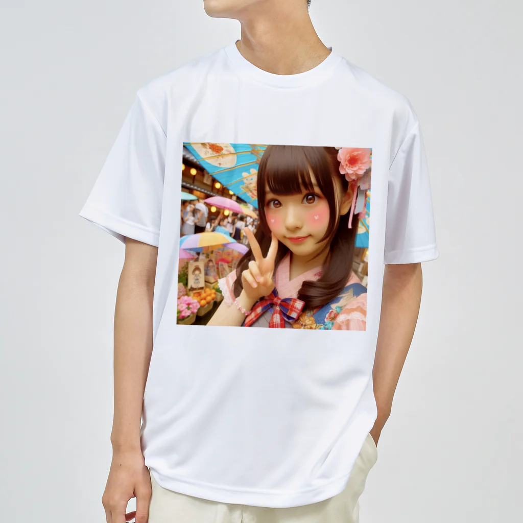 homarengeの和傘の女の子 ドライTシャツ