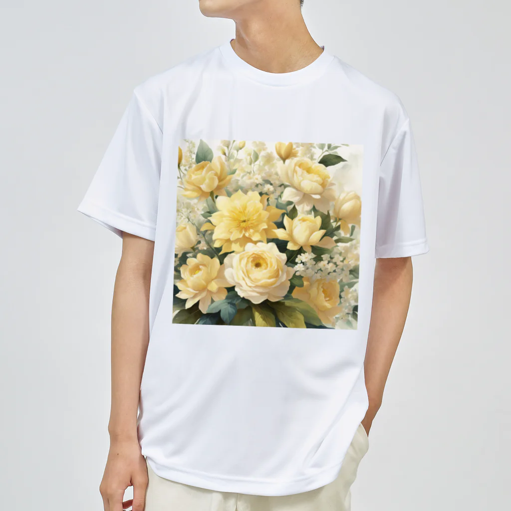 okierazaのペールイエローテーマの花束 ドライTシャツ