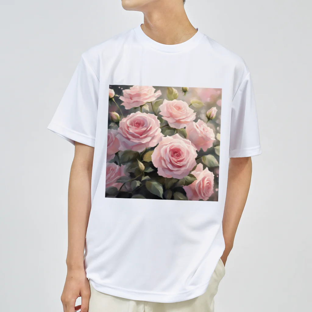 okierazaのペールピンクのバラの花束 ドライTシャツ