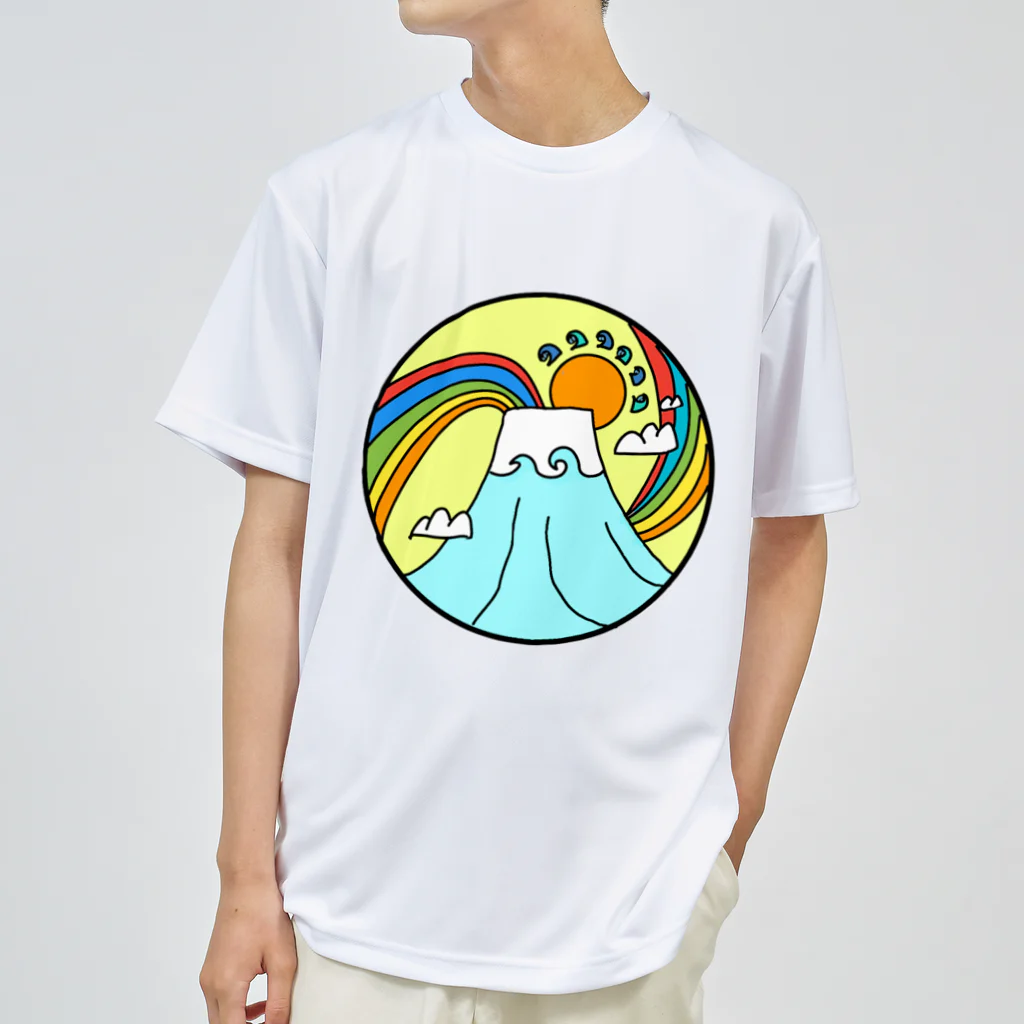 aloha_world_in_circleのjapan mount Fuji rainbow Dry T-Shirt