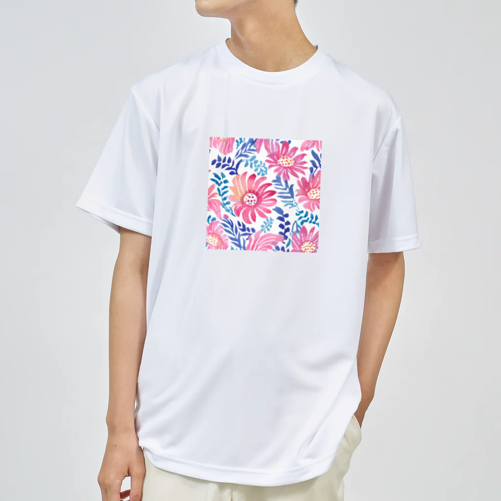 OkometoOmochiの花柄.b ドライTシャツ