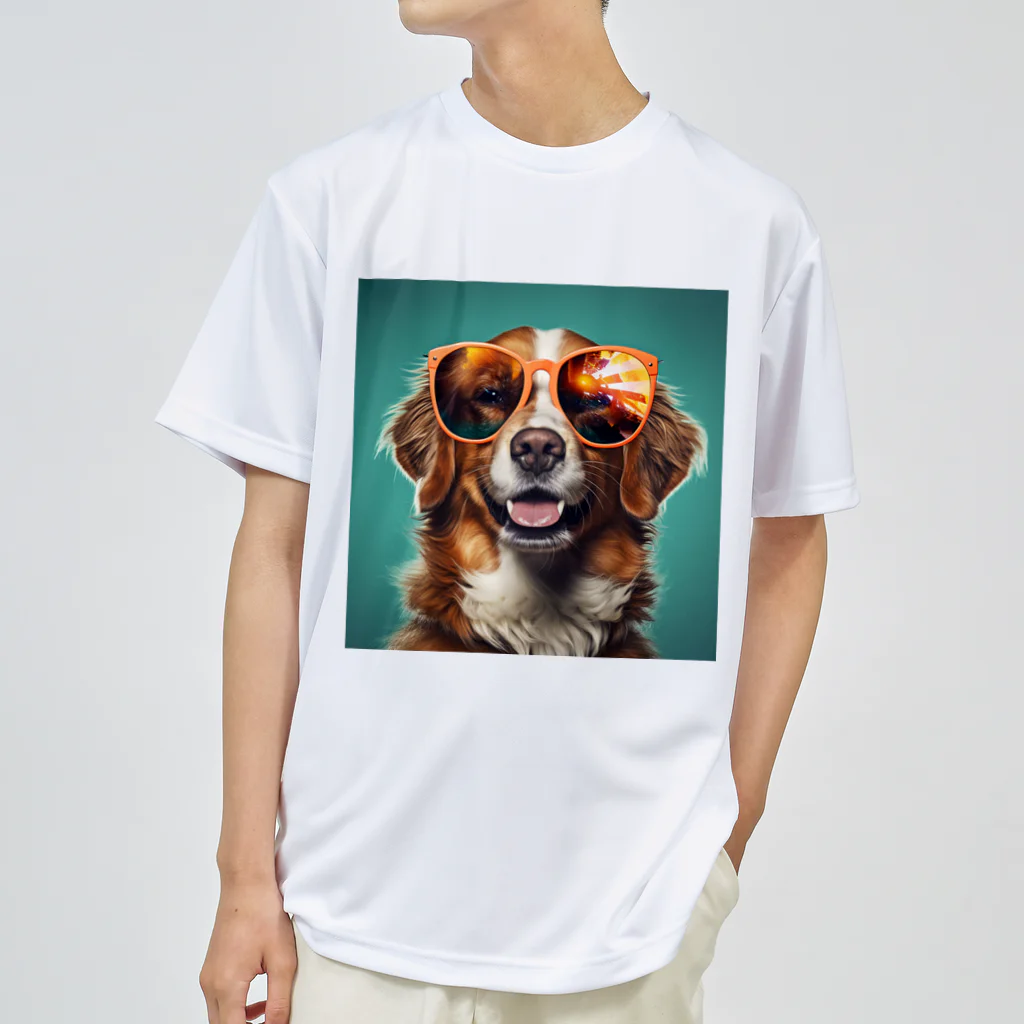 AQUAMETAVERSEのサングラスをかけた、かわいい犬 Marsa 106 Dry T-Shirt