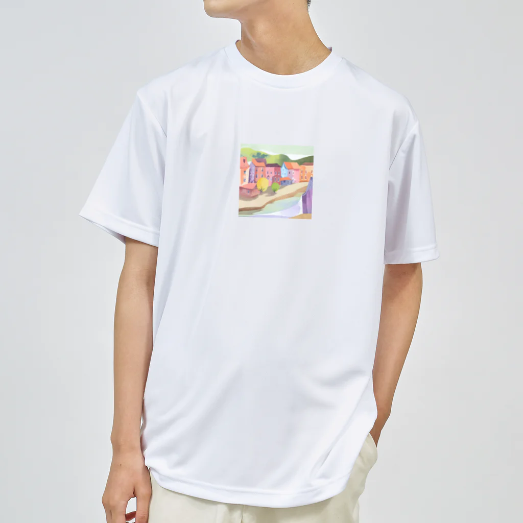 decnaの川沿いの街並み Dry T-Shirt