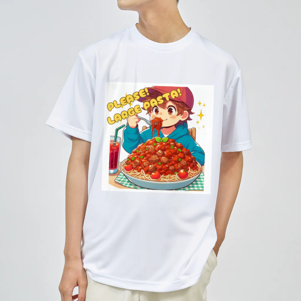 HOMMA-AZARASHIのパスタを楽しむ男の子 ドライTシャツ