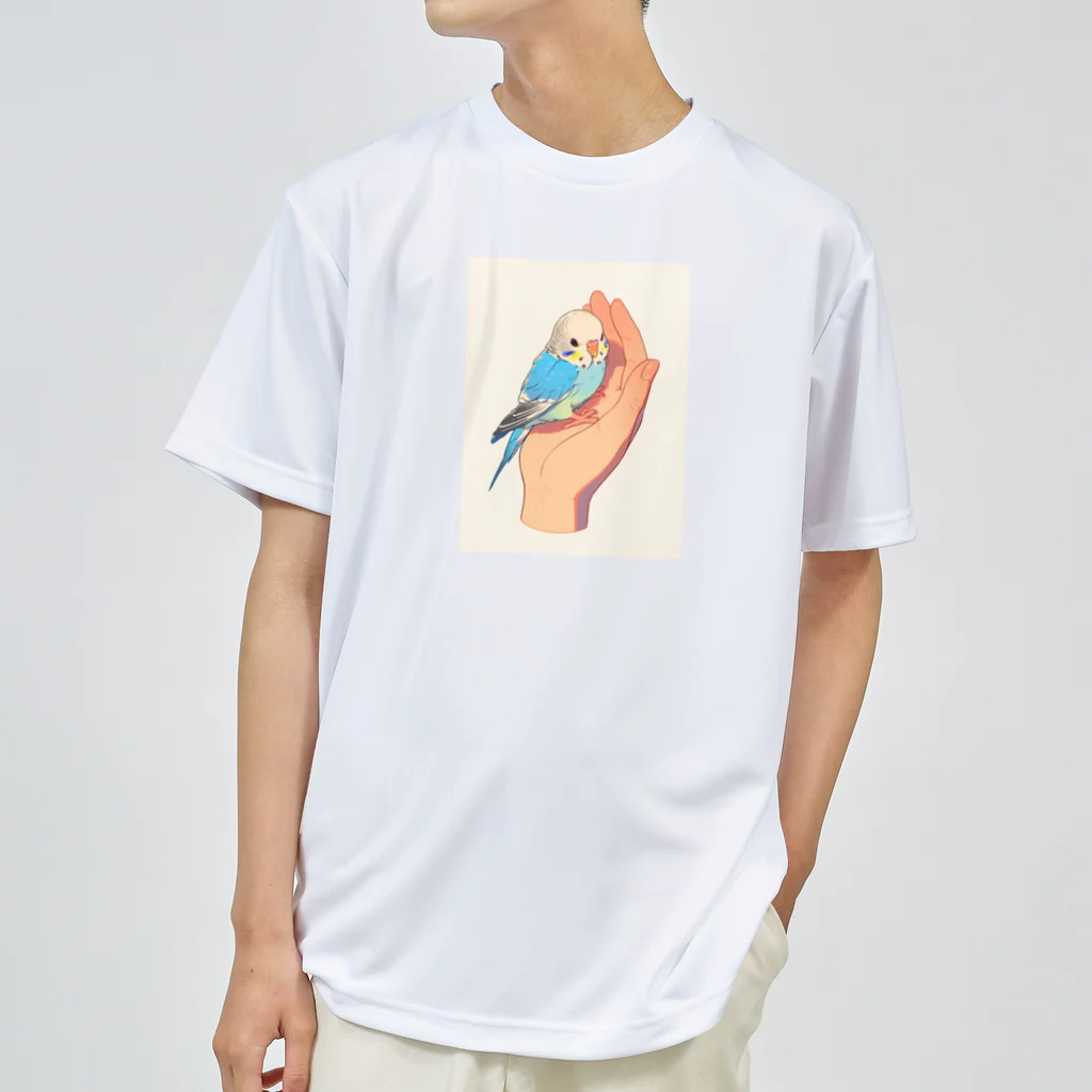 AQUAMETAVERSEの手のひらでおしゃべりセキセイインコの　BLUE PLUM  691 Dry T-Shirt