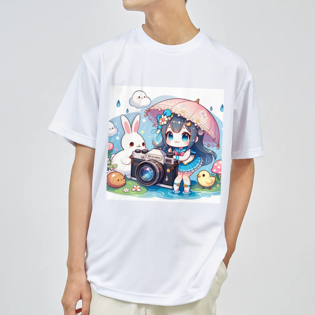 かるるんショップのカメラと傘とうさ耳少女とシリーズ　撮影 ドライTシャツ