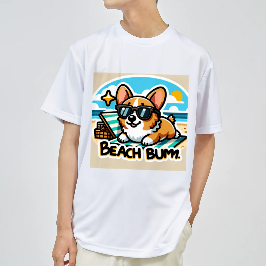 keikei5の夏のおしゃれ大作戦！ピーチカラーの柴犬 ドライTシャツ