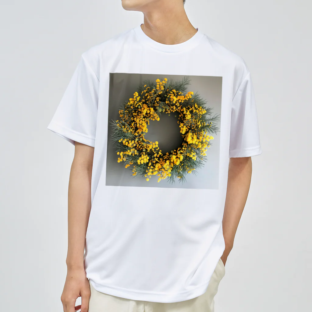 AQUAMETAVERSEのミモザの花をりース　なでしこ1478 ドライTシャツ