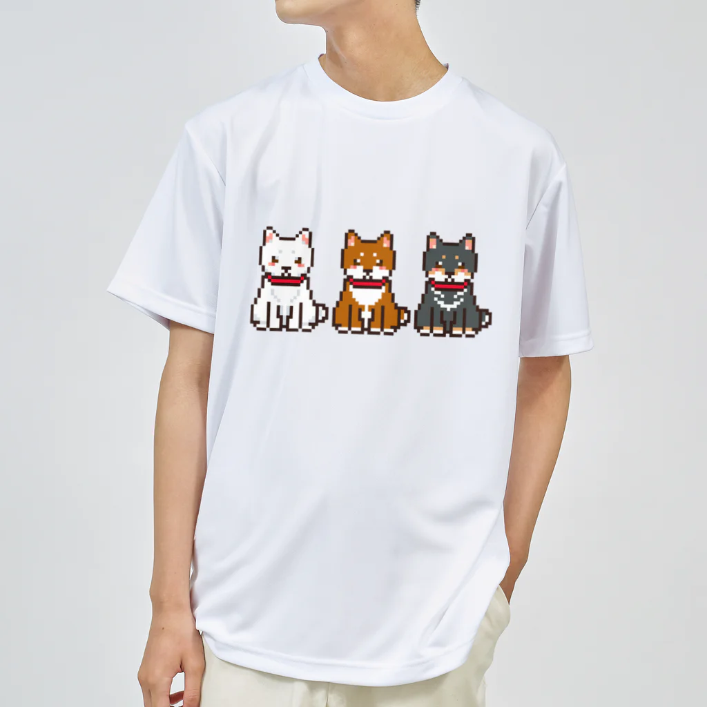 モチクマのドット絵三柴犬さん Dry T-Shirt