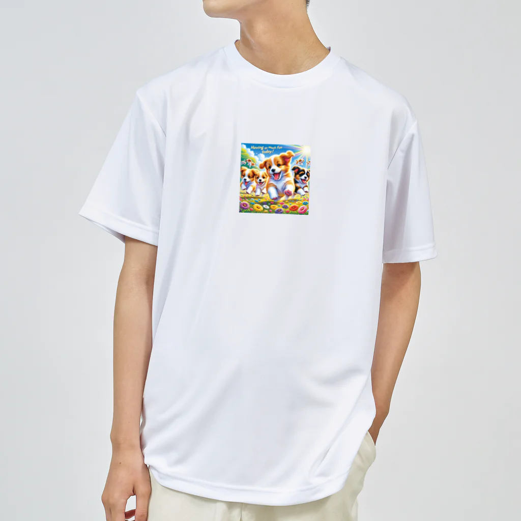 Yuya-Naganoの仲良くかけっこしてるワンちゃん達 ドライTシャツ