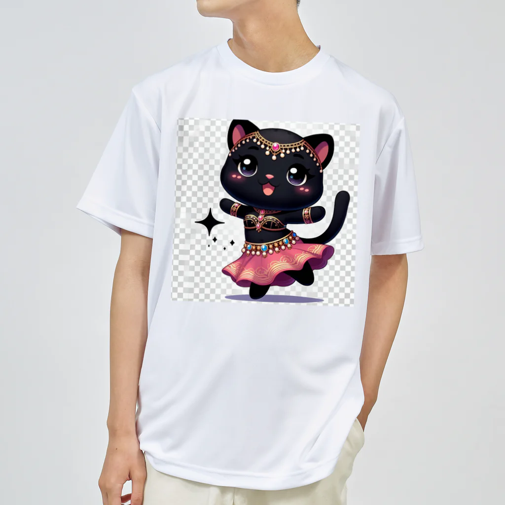 ベリーBellyの黒猫ベリーダンス ドライTシャツ