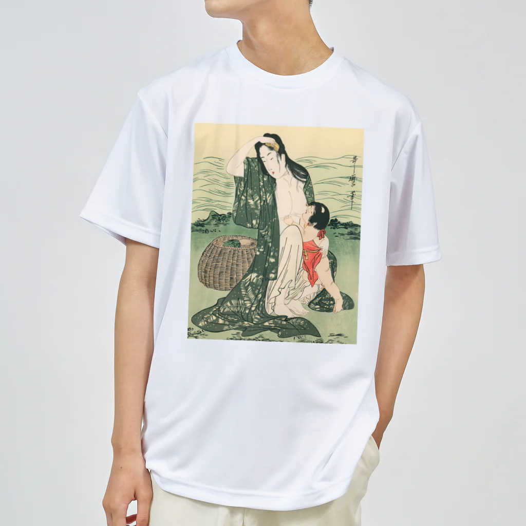 寿めでたや(ukiyoe)の浮世絵：喜多川歌麿_鮑取り ドライTシャツ