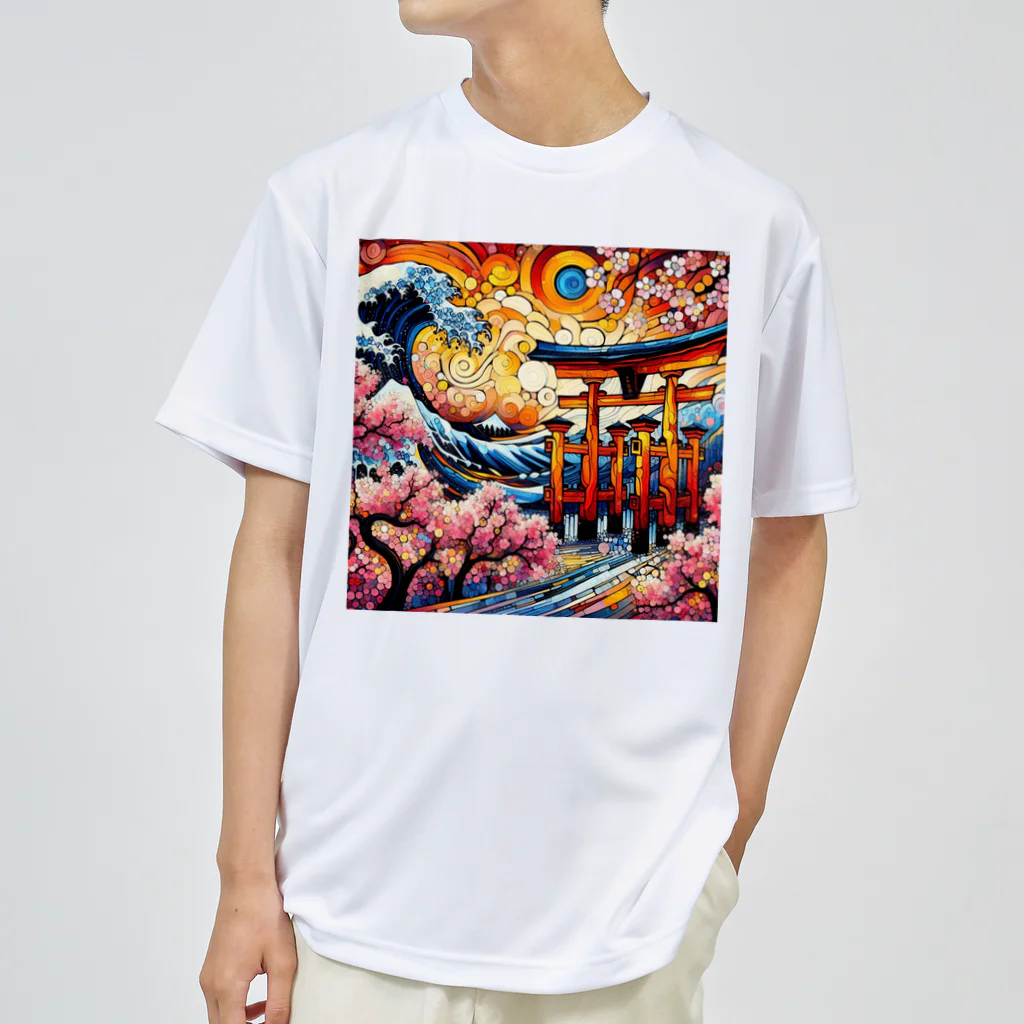 tohateの鳥居と桜 ドライTシャツ