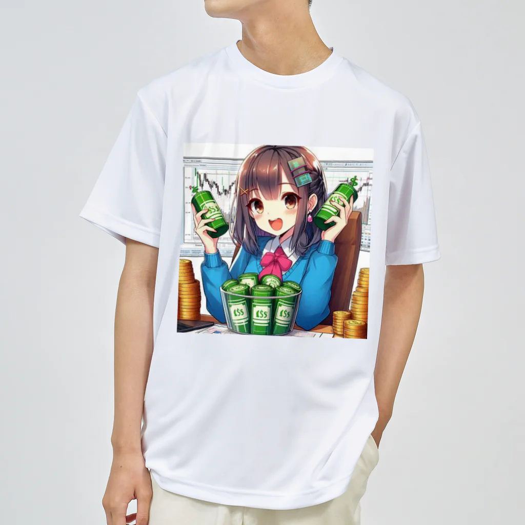 BURABOの魅力的な美少女がNISAで投資 ドライTシャツ