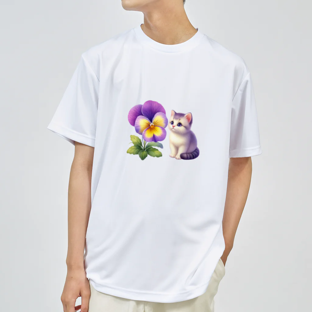 Y m @Y's shopの猫とパンジー ドライTシャツ