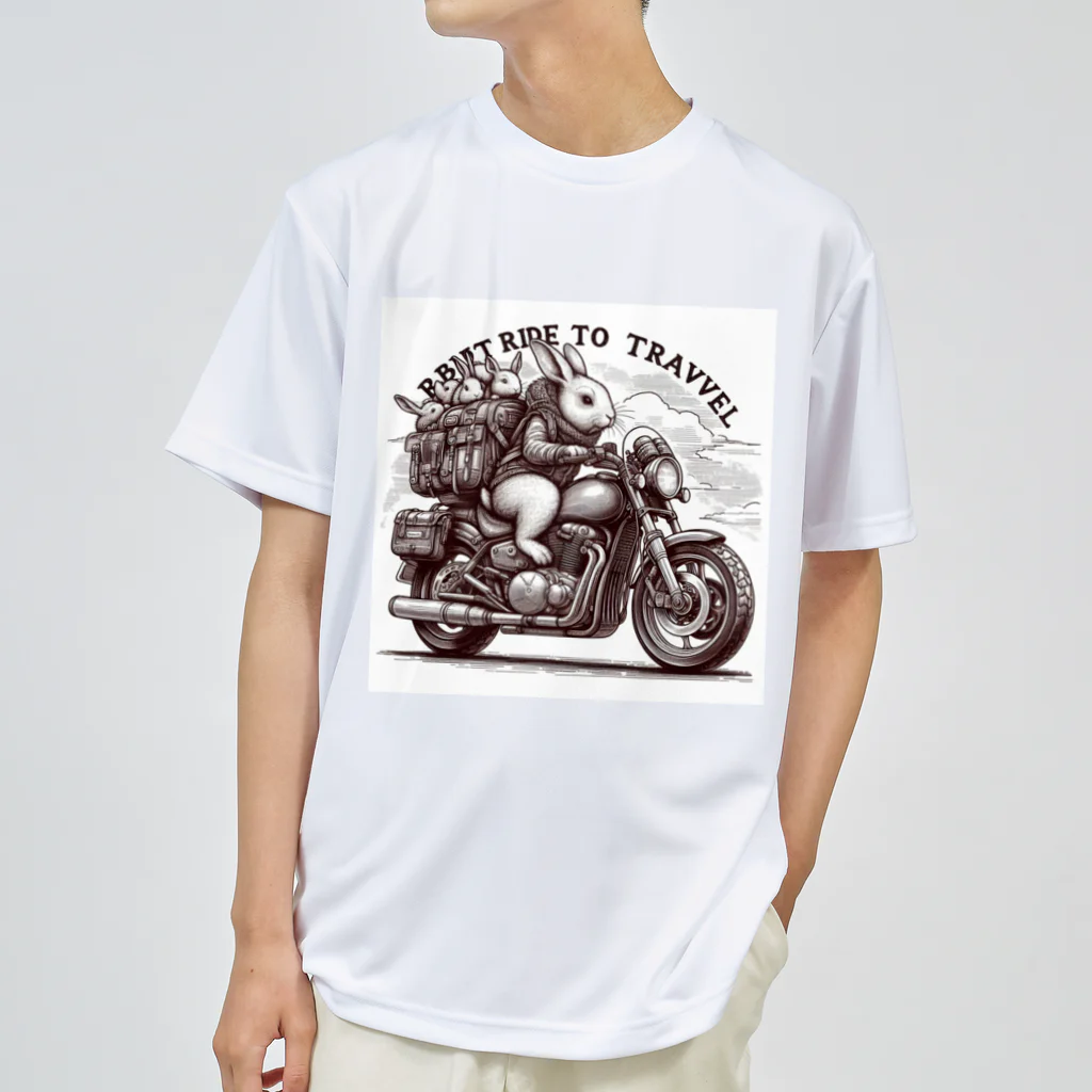miyasaku102のバイク旅のウサギ ドライTシャツ